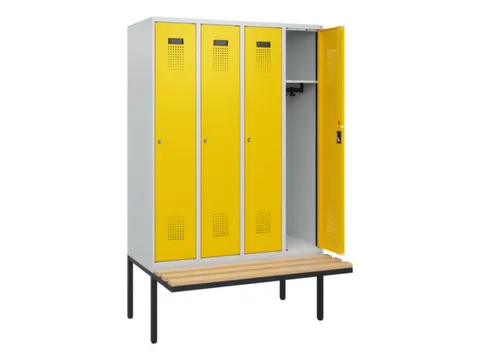 locker met bank,HxBxD 1950x1200x815mm,4vak,vak B 300mm,cilinderslot