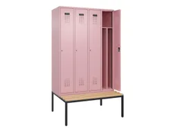 locker met bank,voor scheiding van kleding,HxBxD 2120x1200x815mm,4vak