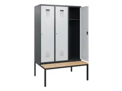 locker met bank,HxBxD 1950x1200x815mm,3vak,vak B 400mm,cilinderslot