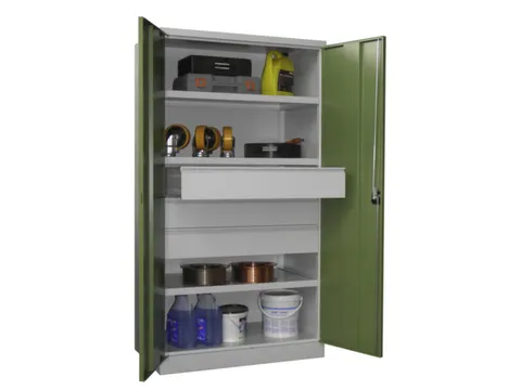 systeemkast,HxBxD 1950x1040x630mm,3xStalen bodem,RAL7035,front RAL7016