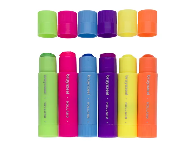 Bâton gouache Bruynzeel Kids set 6 couleurs néon