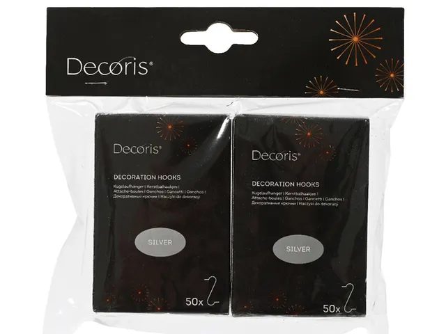 Kerstbalhaakjes Decoris ijzer blister à 2 doosjes à 50 stuks