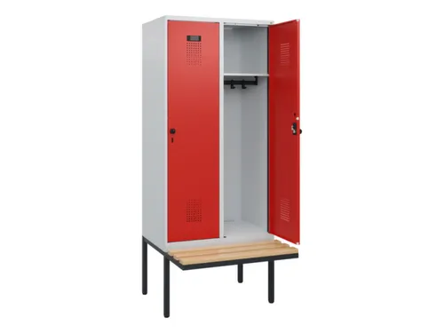 locker met bank,HxBxD 1950x800x815mm,2vak,vak B 400mm,draaigrendel