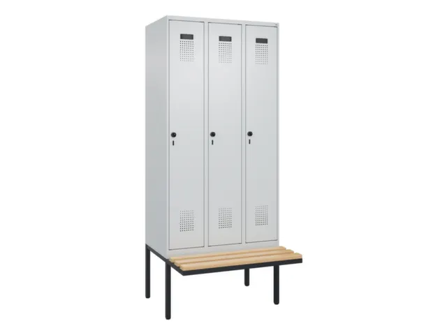 locker met bank,voor scheiding van kleding,HxBxD 2120x900x815mm,3vak