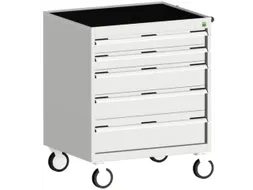 ladekast verrijdbaar 980x800x650mm 5laden RAL7035 front RAL7035