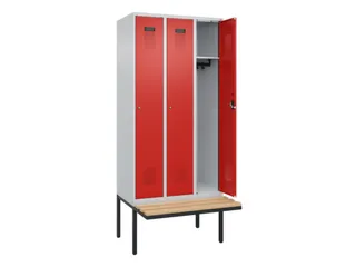 locker met bank,HxBxD 2120x900x815mm,3vak,vak B 300mm,cilinderslot - 1