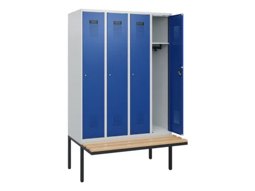 locker met bank,HxBxD 1950x1200x815mm,4vak,vak B 300mm,cilinderslot