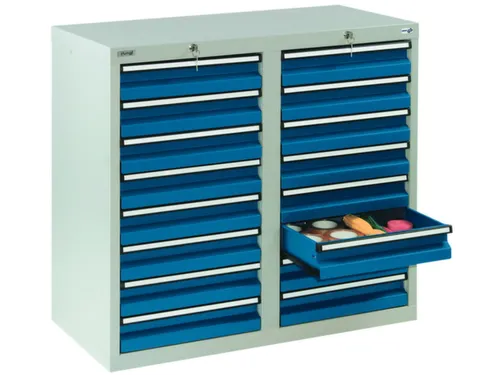 ladekast HxBxD 900x1000x500mm 16laden vergrendeling RAL7035 RAL5010
