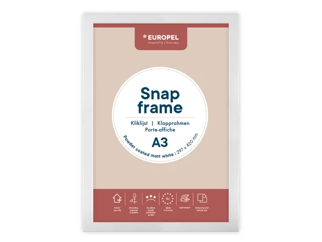 Kliklijst Europel A3 25mm mat wit