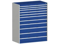ladekast HxBxD 1600x1300x750mm 11laden RAL7035 front RAL5010