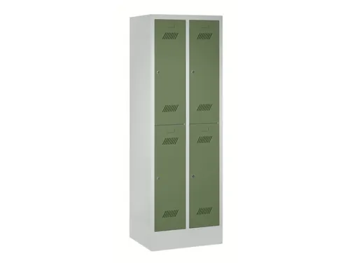 dubbeldekse locker,HxBxD 1850x600x500mm,2x2vak.,RAL7035,front RAL6011