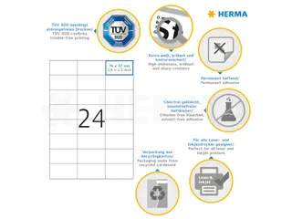 HERMA 8644 Premium etiketten A4 70x37mm Wit 240 stuks - 3