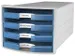 Module tiroirs HAN Impuls 4 tiroirs ouverts bleu transparent