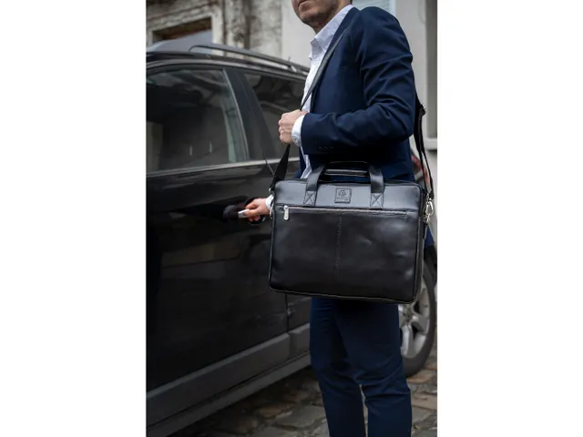 Computertas Exactive zwart leder