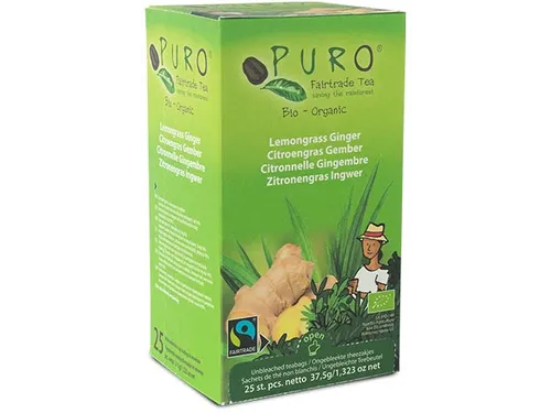 Puro Bio groen thee Gember Citroengras Fairtrade 25 zakjes