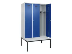 locker met bank,voor scheiding van kleding,HxBxD 2120x1200x815mm,3vak