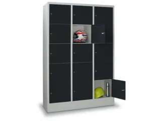 lockerkast,HxBxD 1850x1200x500mm,3x5vakken,RAL7035,front RAL7016 - 2