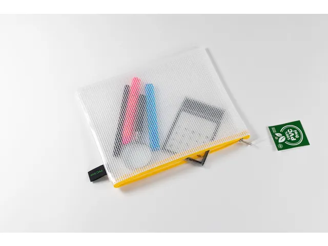 etui A5 PVC-vrij transparant met gele rits