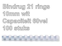 Bindrug GBC 10mm 21-rings A4 wit 100stuks