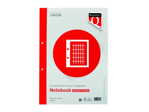 Cursusblok Quantore A4 ruit 4x8 commerciaal met kantlijn