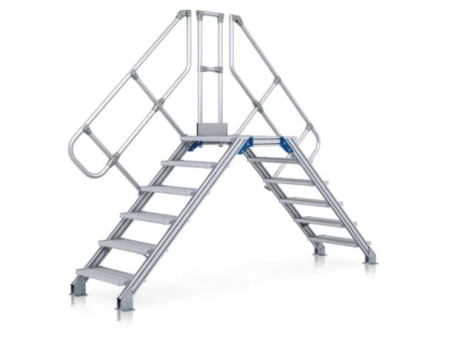 overgang,bordes H 2,15m,2x10treden,trede B 600mm,45° helling,aluminiu