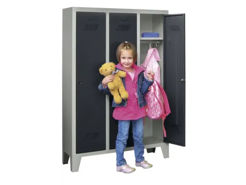 lockerkast v. kinderen,HxBxD 1300x780x300mm,3vak,RAL7035,front RAL7016