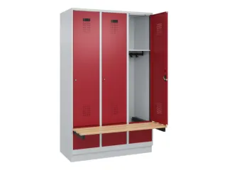 locker met bank,HxBxD 1950x1200x815mm,3vak,vak B 400mm,cilinderslot - 1