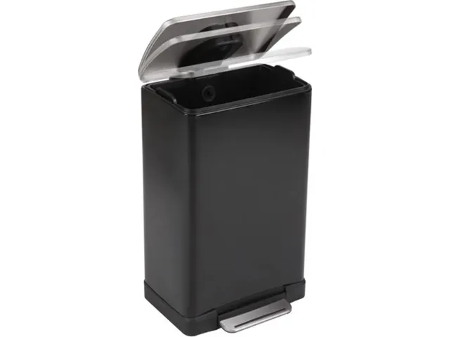 Pedaalemmer E-Cube 40 Liter Zwart Mat RVS