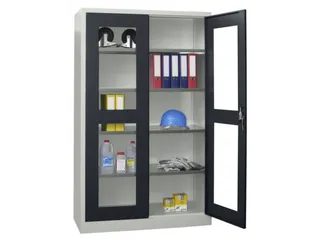 Vitrinekast Hxbxd 1950x1200x400mm Draaideuren Ral7035 Front Ral7016 - 2