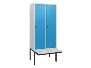 locker met bank,HxBxD 1950x800x815mm,2vak,vak B 400mm,draaigrendel - 1