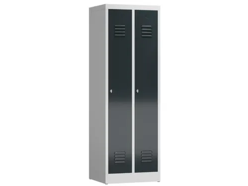 garderobekast 1800x590x500mm 2vak klink sokkel romp RAL7035 RAL7016