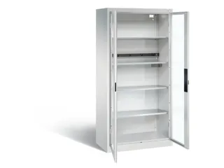 acculaadkast 1950x930x500mm 5stekkerdozen 230V cil.-slot front RAL7035 - 1