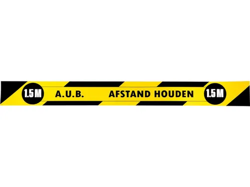 Vloersticker Houd 1,5 Meter Afstand Geel/Zwart 80x8cm