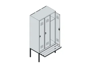 locker met bank,HxBxD 1950x900x815mm,3vak,vak B 300mm,draaigrendel - 5