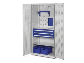 werkplaatskast,HxBxD 1950x1000x600mm,2xStalen bodem,3lade(n),RAL5010 - 1