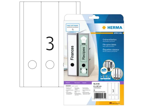 Herma 5135 Rugetiket breed 61x297mm Wit permanent klevend 75 stuks
