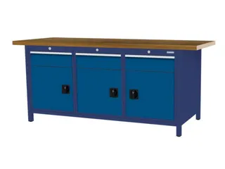 werkbank,HxBxD 860x2000x750mm,onderstel RAL5013,fronten RAL5010 - 3