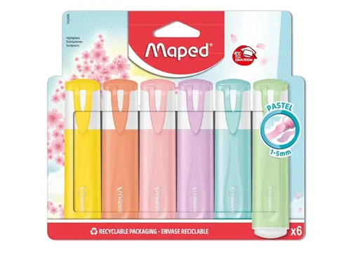 Markeerstift Maped Fluo'Peps set à 6 pastel kleuren