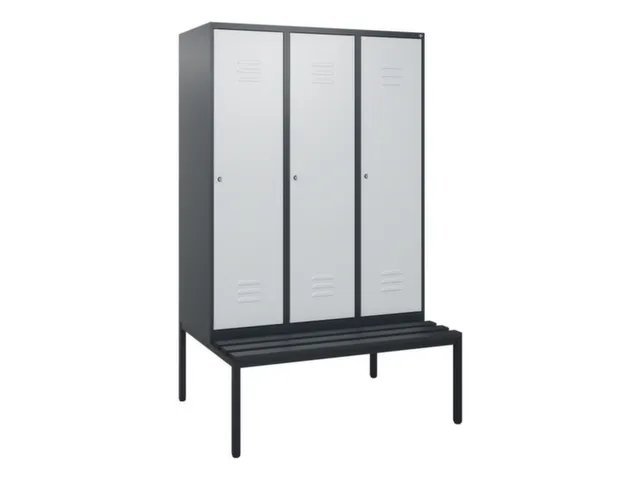 locker met bank,HxBxD 1950x1200x815mm,3vak,vak B 400mm,cil.-slot