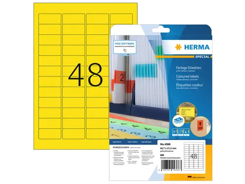 HERMA 4366 Verwijderbare etiketten A4 45,7x21,2mm Geel 960 stuks