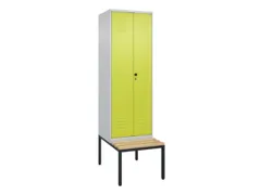 PBM-locker met bank,HxBxD 2120x600x815mm,2vak,vak B 300mm,draaigrendel