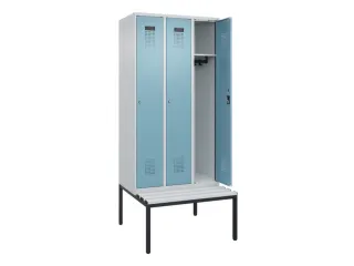 locker met bank,HxBxD 2120x900x815mm,3vak,vak B 300mm,cilinderslot - 1