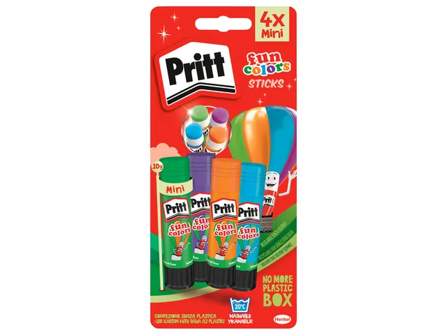 Lijmstift Pritt Fun colors 10gr 1 blister met 4 kleuren