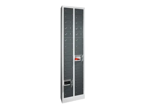 lockerkast,HxBxD 1950x460x200mm,2x15vakken,RAL7035,front RAL7016