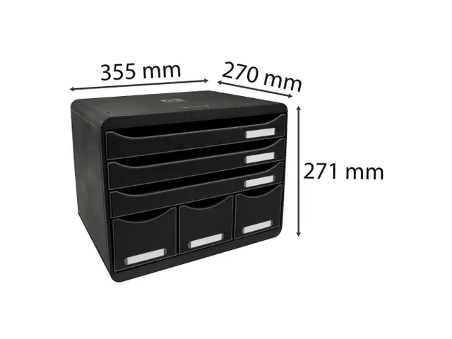 Store-box Maxi Ladenblok 6 Laden A4+ Zwart