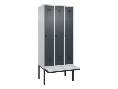 locker met bank,HxBxD 2120x900x815mm,3vak,vak B 300mm,draaigrendel