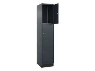 lockerkast,HxBxD 1950x400x500mm,1x3vakken,vak B 400mm,cil.-slot,sokkel - 1
