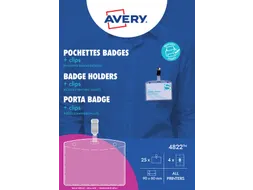Avery 4822 Badgehouder met clip set 60x90mm 25 stuks+32 kaarten