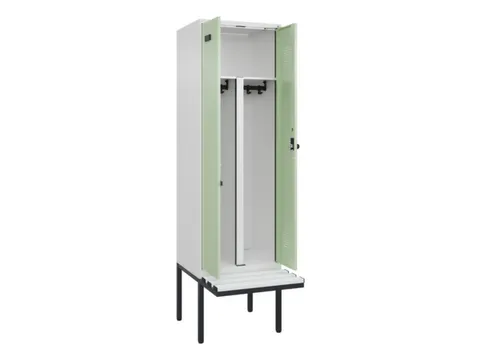 PBM-locker met bank,HxBxD 2120x600x815mm,2vak,vak B 300mm,draaigrendel