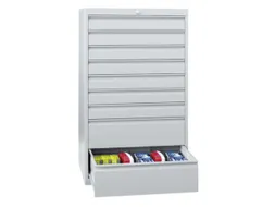 ladekast,HxBxD 1000x715x600mm,8lade(n),cil.-slot,RAL7035,front RAL3000